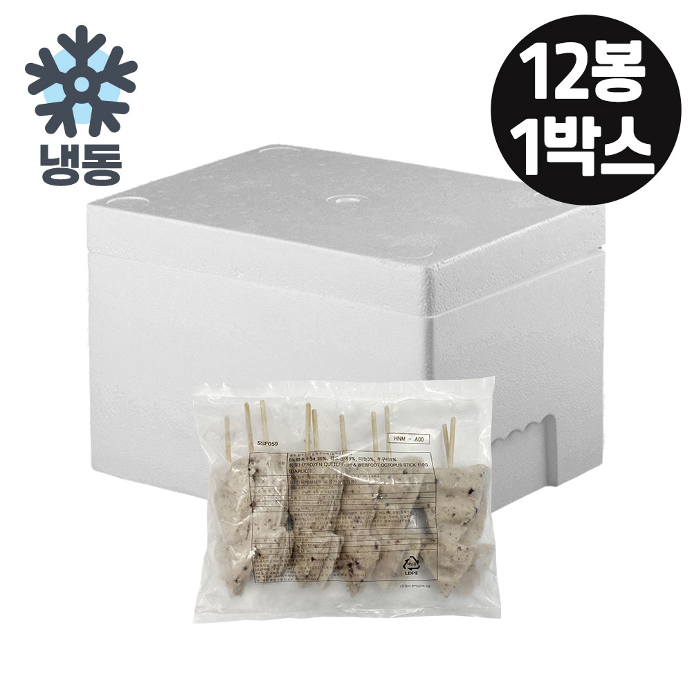 [12봉묶음]갑오징어 쭈구미바(오쭈바) 핫바(110g x 10개입) 1.1kg